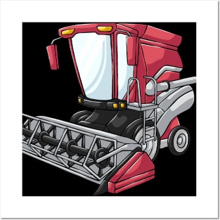 Combine Harvester Farmer Tractor Farm Farming Posters and Art